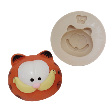 Molde de Silicone Aplique cabeça gato laranja - cod 1456