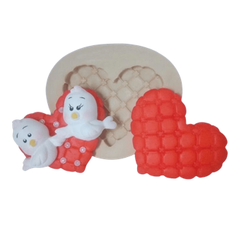 Molde de silicone Base coração capitonê florzinha - cód 256