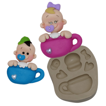 Molde de silicone Bebê na Xícara - cód 296