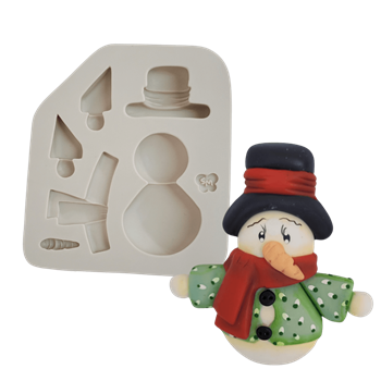 Molde de Silicone Boneco de Neve com Cartola - cód 1598