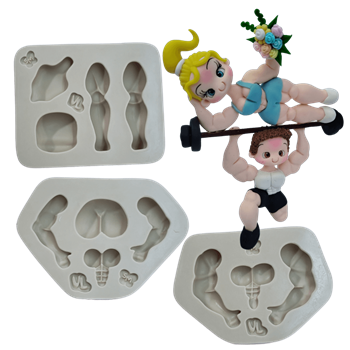 Molde de Silicone Casal Fitnniss | Para Artesanato Biscuit | Cód 1641