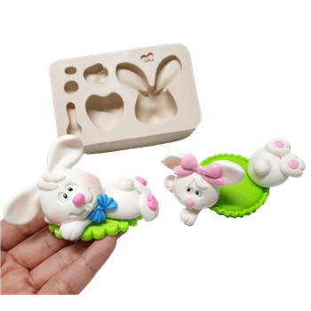 Molde de Silicone para Biscuit Coelho Amorzinho - Cód 1014