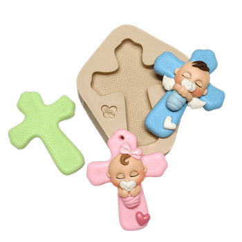 Molde de Silicone para Biscuit Cruz Texturizada G - Cód 1022