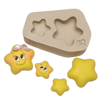 Molde de Silicone para Biscuit Estrelas Fofis - Cód 1028