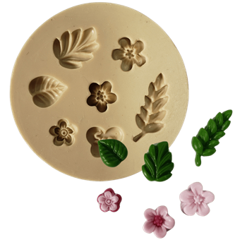 Molde de Silicone Micro flores e folha