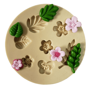 Molde de Silicone Micro flores e folha