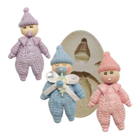 Molde de Silicone Bebê com Macacão e Touca - Cód 007