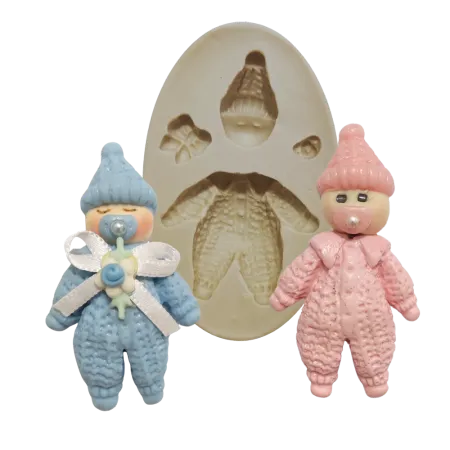 Molde de Silicone Bebê com Macacão e Touca - Cód 007