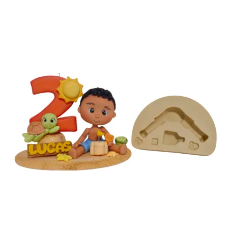 Molde de Silicone Bonequinhos Sentado Paixão G - Cód 2178