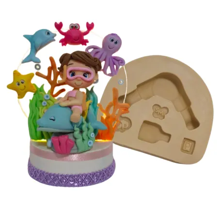 Molde de Silicone Bonequinhos Sentado Paixão P - Cód 2176