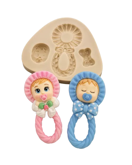 Molde de Silicone Chocalho com Rosto - Cód 009