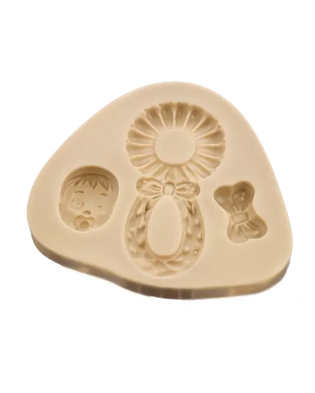Molde de Silicone Chocalho com Rosto - Cód 009
