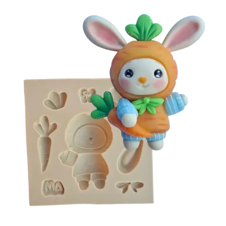 Molde de Silicone Coelho Cenourito Cut - Cód 2233