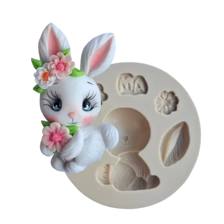 Molde de Silicone Coelho Florzinha Cut - Cód 2225