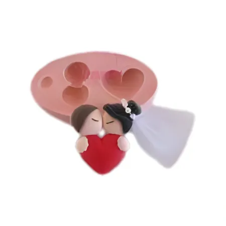 Molde de Silicone para Biscuit Coração com Casal se Beijando - Cód 026
