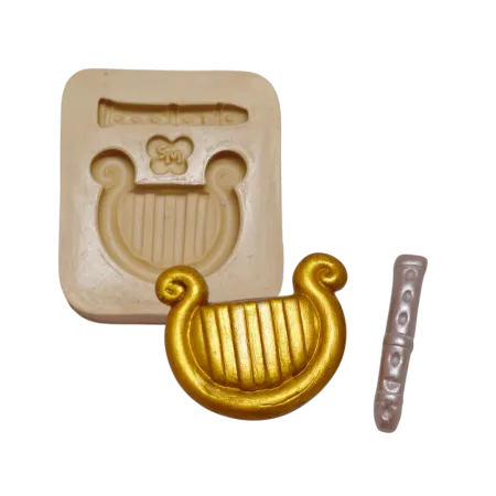 Molde de Silicone Instrumento Musical Paixão - Flauta e Harpa P - Cód 1210