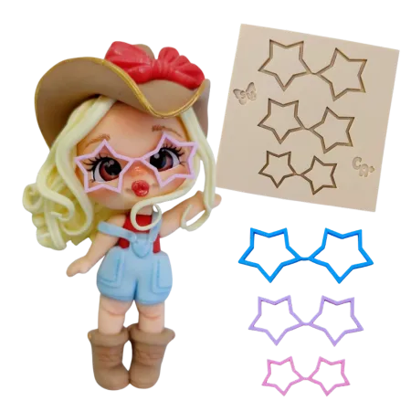 Molde de Silicone Kit Óculos Estrela - cód 2326
