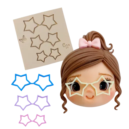 Molde de Silicone Kit Óculos Estrela - cód 2326