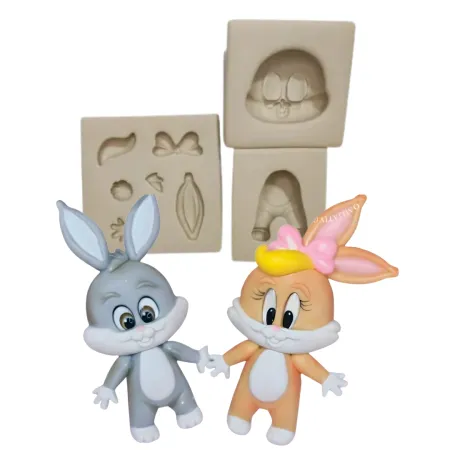 Molde de Silicone Mag Baby Coelhos Tunes - Cód 1967