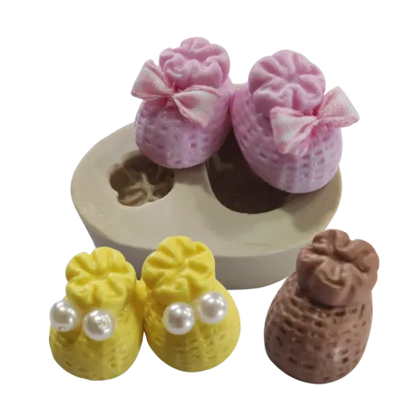 Molde de Silicone para Biscuit Sapatinho de Bebê P - Cód 042