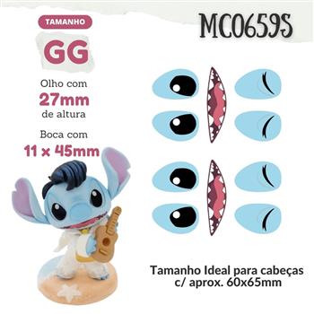 Olhos Resinados - Olhos stitch olhos e bocas GG - 27 mm