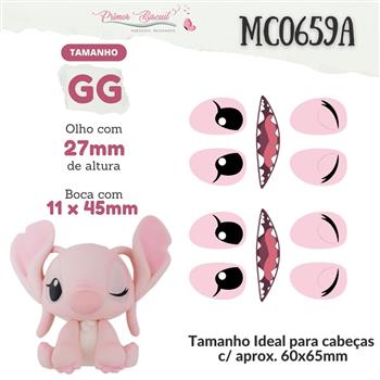 Olhos Resinados - Olhos stitch Angel olhos e boca GG - 27mm