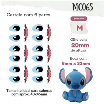 Olhos Resinados - Olhos stitch olho e boca - 20mm