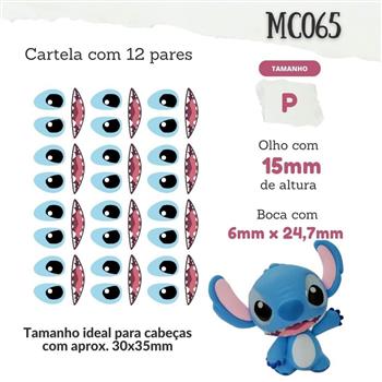 Olhos Resinados - Olhos stitch olho e boca P - 15mm