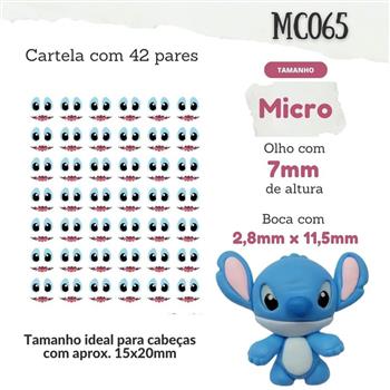 Olhos Resinados - Olhos stitch olho e boca - 7mm