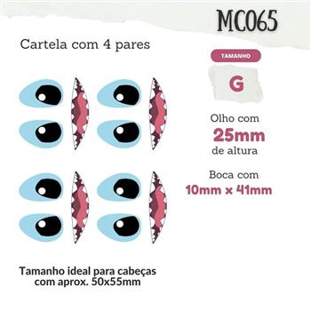 Olhos Resinados - Olhos stitch olhos e bocas G - 25mm