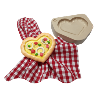 Molde de Silicone para Biscuit PG Porta Guardanapo Pizza Coração - Cód 1019