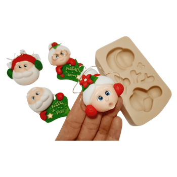 Molde de Silicone Rostinhos casal Noel Paixão - Cód 917