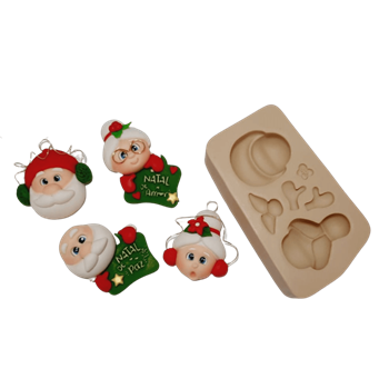 Molde de Silicone Rostinhos casal Noel Paixão - Cód 917