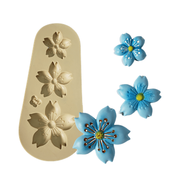 Molde de Silicone Trio de flores estrela - cod 1507