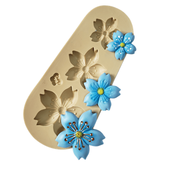 Molde de Silicone Trio de flores estrela - cod 1507