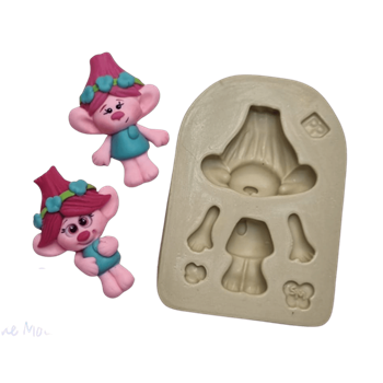 Molde de Silicone Trolls da Paixão Rosa - PP - Cód 1304
