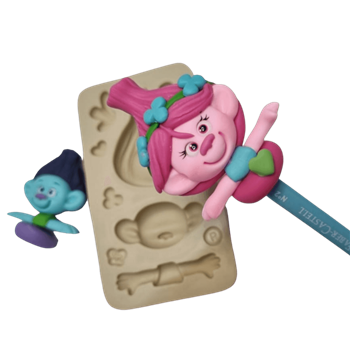 Molde de Silicone Trolls Paixão P - PP ponteiras - Cód 1306