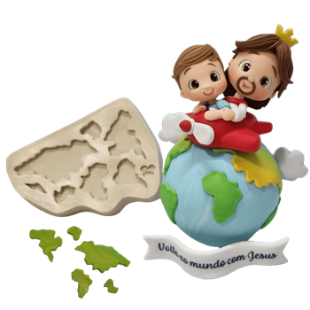 Molde de Silicone Volta ao Mundo Mapa Paixão - Cód 1204