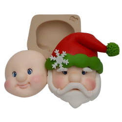 Molde de Silicone Rosto Noel Fofo - Cód 943