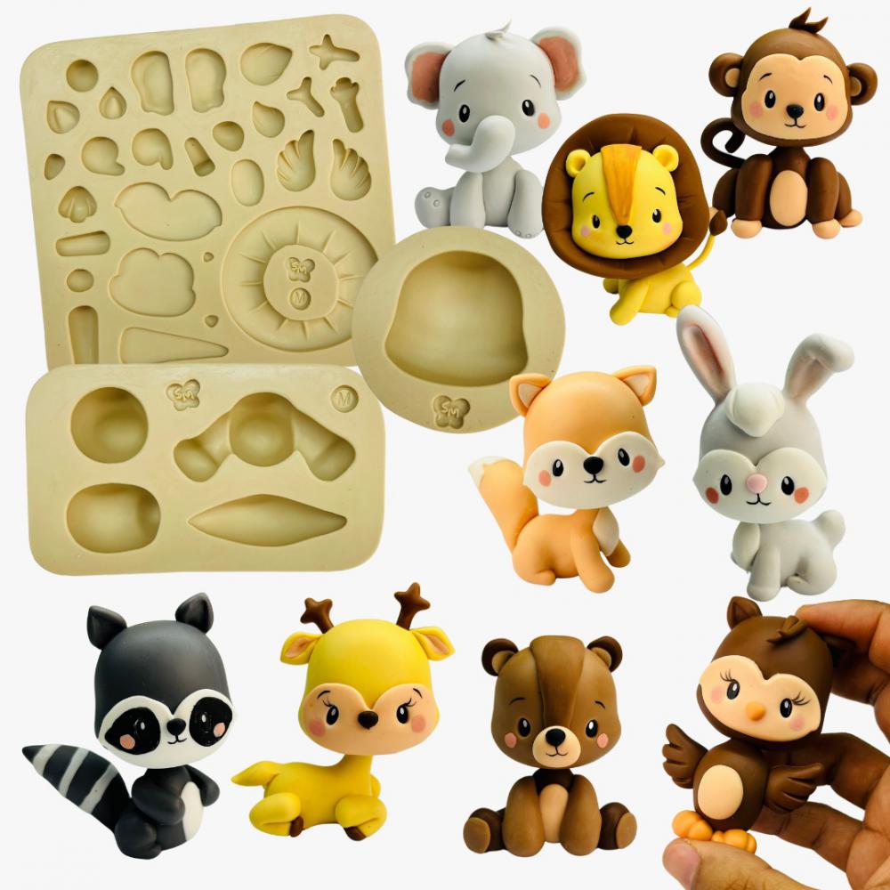 Molde de Silicone Animais do bosque M (completo) - Cód 1379