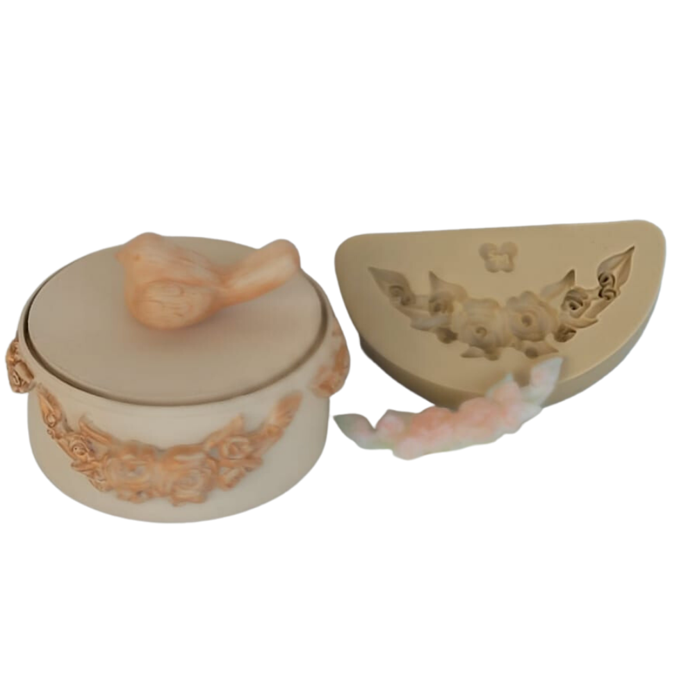 Molde de Silicone Arabesco Rosas - Cód 1083