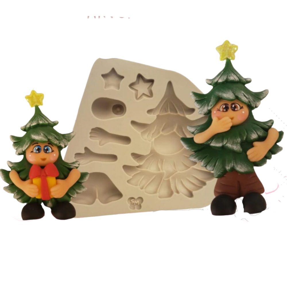 Molde de Silicone Árvore de Natal Boneco - Cód 1123