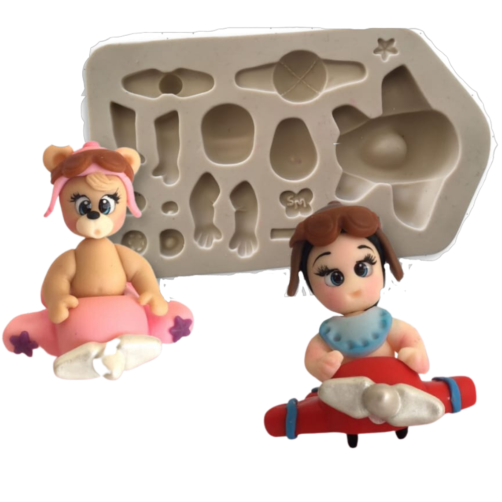 Molde de Silicone Aviador Baby P - Cód 1347