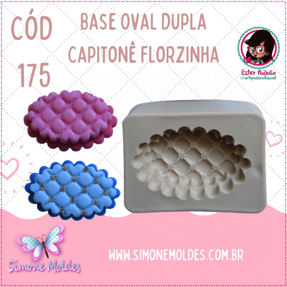 Molde de silicone -Base Oval dupla Capitonê florzinha Cód 175