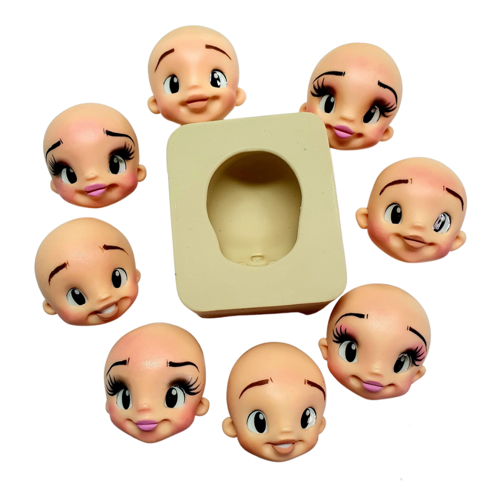 Molde de Silicone Cabeça Modelada PP