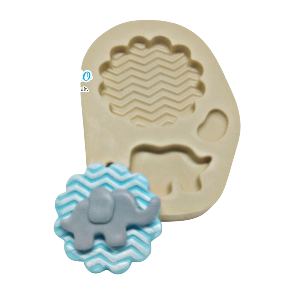 Molde de Silicone Chaveiro Elefante chevron - cód 401