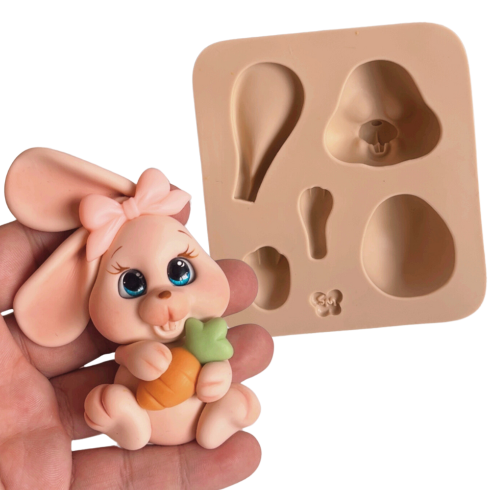 Molde de Silicone Coelho fofurinha - cod 1420