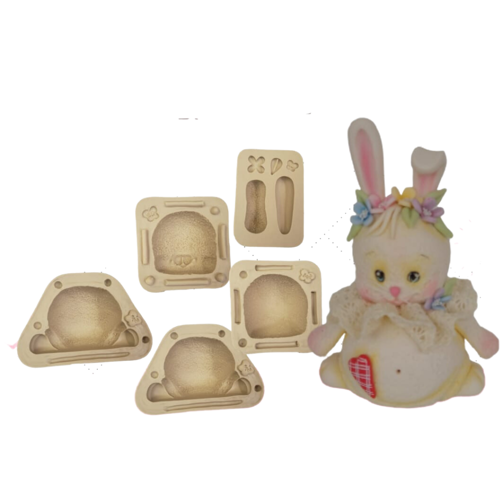Molde de Silicone Coelho Gorducho Bipartido - Cód 1170