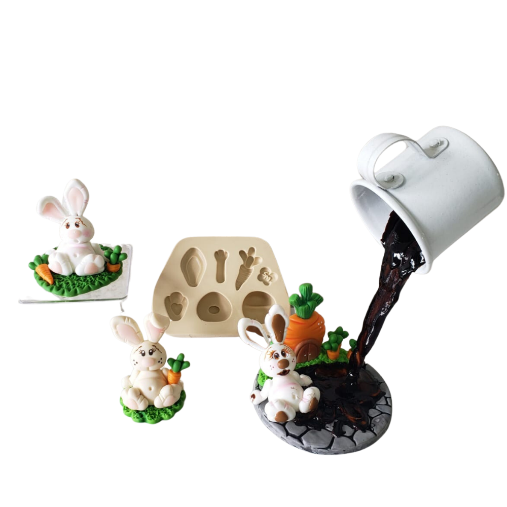 Molde de Silicone para Biscuit Coelho Guloso - Cód 1002