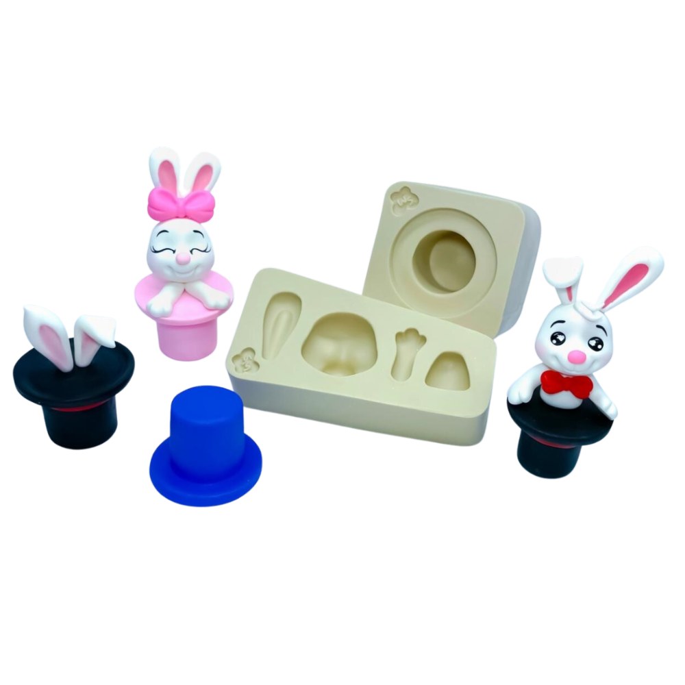 Molde de Silicone Coelho na Cartola